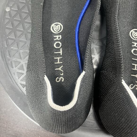 Rothy's Womens Size 10 The Flat Black Flats White Halo Round Toe Comfort Shoes - Picture 7 of 10